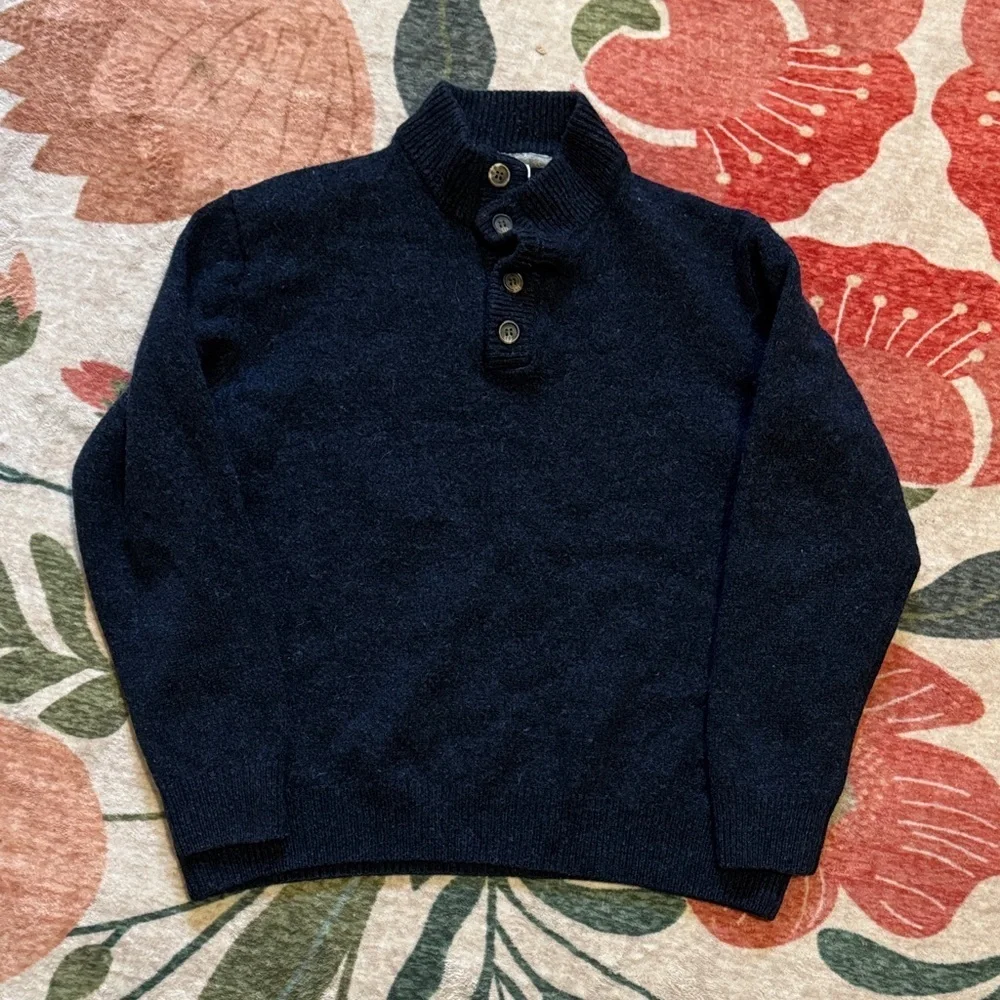 Enzo Mantovani Mens Chunky Henley Sweater Size Large Blue 100% Wool - Picture 1 of 7